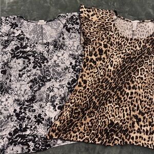 Brittany Black Monochrome Floral and Leopard Print Tops